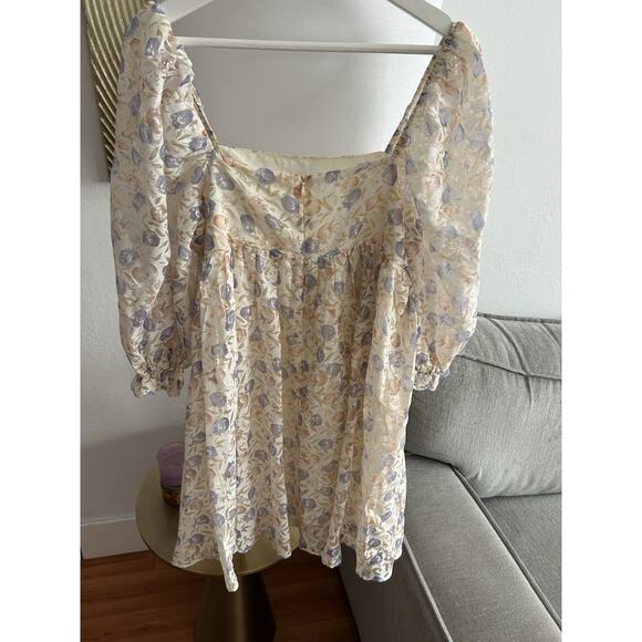 Storia Floral Femenine Romantic Babydoll Mini Dress M Fairy Coquette Spring - Picture 12 of 16
